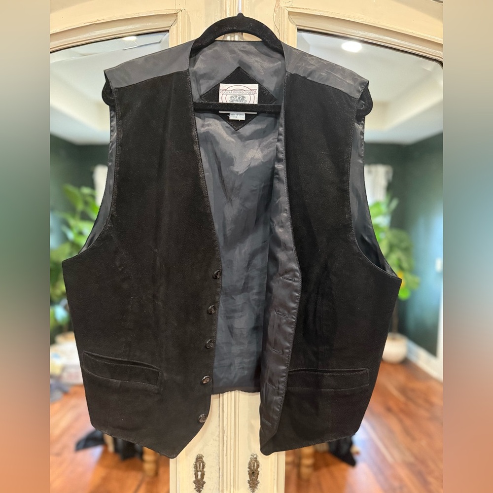 Men's Black Suede Vest